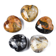 Natural Crazy Agate Heart Love Stone, Pocket Palm Stone for Reiki Balancing, 29.5~30x30x14~15mm(G-N0325-11-01)