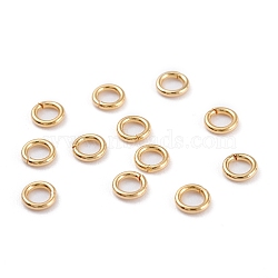 304 Stainless Steel Jump Rings, Close but Unsoldered, Metal Connectors for DIY Jewelry Crafting and Keychain Accessories, Real 18K Gold Plated, 20 Gauge, 6x0.8mm, Inner Diameter: 4.4mm(X-STAS-R060-6x0.8)