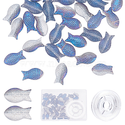 DIY Fish Beaded Bracelet Making Kit, Including Frosted Electroplate Glass Beads, Elastic Thread, Light Sea Green, Beads: 15x8x5mm, Hole: 1mm, 50Pcs/box(EGLA-SC0001-09B)