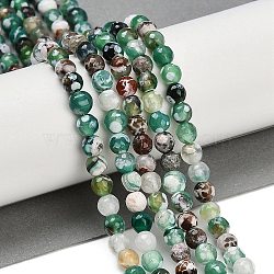 Natural Fire Crackle Agate Beads Strands, Dyed & Heated, Round, Faceted, Sea Green, 5.5~6mm, Hole: 1mm, about 66pcs/strand, 14.37''~14.57''(36.5~37cm)(G-C082-A01-27)