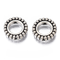 Tibetan Style Alloy Spacer Beads, Flat Round, Cadmium Free & Lead Free, Antique Silver, 12.5x3.5mm, Hole: 1.2mm, about 720pcs/1000g(TIBEB-N005-081)