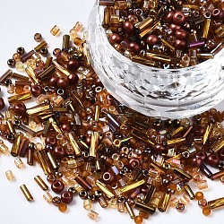 Glass Seed Beads, Mixed Style, Mixed Shapes, Dark Goldenrod, 1~7x2~4mm, Hole: 0.7~1mm, about 450g/pound(SEED-S056-009)