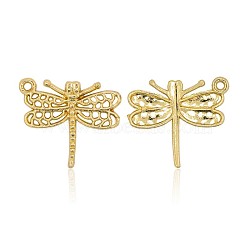 Nickel Free & Lead Free Golden Plated Alloy Dragonfly Pendants, Long-Lasting Plated, 21x23.5x2mm, Hole: 1.5mm(PALLOY-J169-40G-NR)