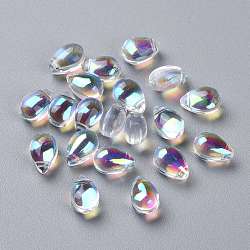 Transparent Glass Beads, Top Drilled Beads, Teardrop, Clear AB, 9x6x5mm, Hole: 1mm(X-GGLA-M004-05A-01)