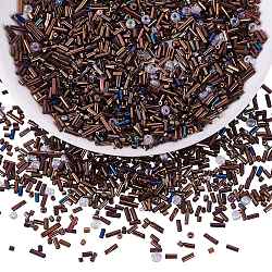 Glass Beads, Rice& Tube & Loose, Mixed Style, for DIY Bracelet Jewelry Making Kit, Brown, 1.2~15x1.5~4.5mm, Hole: 0.8~1.8mm, 30g/bag(JX548J)