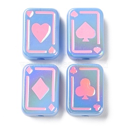 UV Plating Rainbow Iridescent Acrylic Enamel Beads, Poker, Cornflower Blue, 25.5x18.5x8.5mm, Hole: 4mm(SACR-G034-11C)