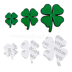 3 Sets 3 Styles Zinc Alloy Car Stickers, Clover Car Decals for Vehicle Decoration, Green, 40~74x33~60x1.3~3mm, 1 set/style(STIC-FH0001-05A)