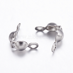 Tarnish Resistant 304 Stainless Steel Bead Tips, Calotte Ends, Clamshell Knot Cover, Stainless Steel Color, 8x4mm, Hole: 1.2~1.5mm, about 110pcs/10g(X-STAS-K146-071-8x4mm)