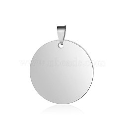 Anti-Tarnish 304 Stainless Steel Pendants, Manual Polishing, Flat Round Charm, Stamping Blank Tag, Stainless Steel Color, 35x1.5mm, Hole: 8.5x3.5mm(STAS-I311-05C-P)