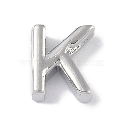 Brass Pendants, Letter Charms, Platinum, Letter K, 8.5x7.5x3mm, Hole: 1.5mm(KK-P266-05P-K)