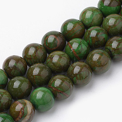 Natural Picture Jasper Beads Strands, Dyed, Round, Green, 4mm, Hole: 1mm, about 90pcs/strand, 15.70''(39.87cm)(G-S272-4mm-03)