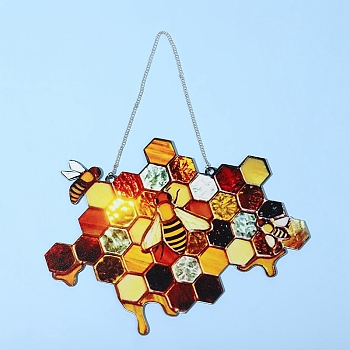 Acrylic Honeycomb Pendant Decorations, for Home Room Wall Hanging Decoration, Red, 156x165mm