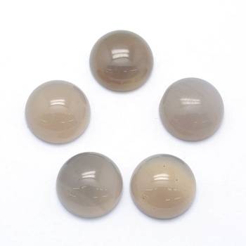 Natural Grey Agate Cabochons, Half Round, 14~14.5x6mm