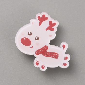 Christmas Acrylic Brooch Pin, Iron Badge for Backpack Clothes, Deer Pattern, 27.5x34x2.5mm