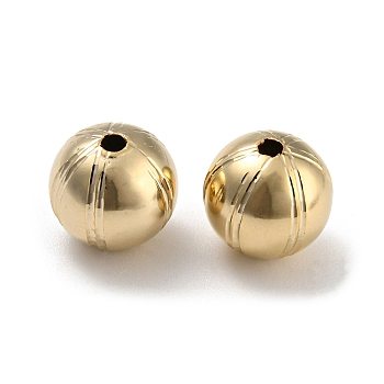 Rack Plating Eco-friendly Brass Beads, Cadmium Free & Lead Free, Round, Real 24K Gold Plated, 10mm, Hole: 1.5mm