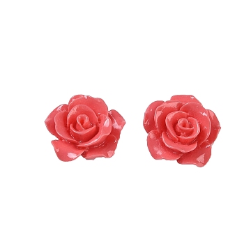 Synthetic Coral 3D Flower Rose Beads, Dyed, Light Coral, 14x8mm, Hole: 1~1.4mm