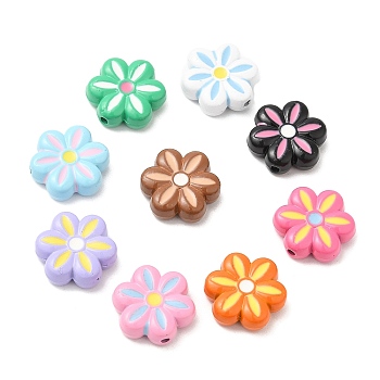 Alloy Enamel Beads, Flower, Mixed Color, 14.5x14x5mm, Hole: 1.5mm