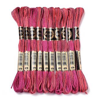 10 Skeins 6-Ply Polyester Embroidery Floss, Cross Stitch Threads, Segment Dyed, FireBrick, 0.5mm, about 8.75 Yards(8m)/skein