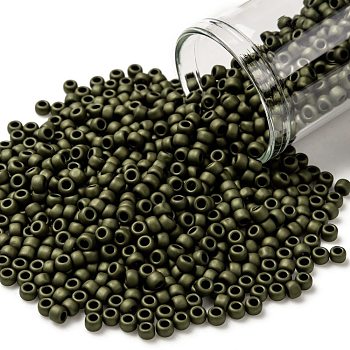 TOHO Round Seed Beads, Japanese Seed Beads, (617) Matte Color Dark Olive, 8/0, 3mm, Hole: 1mm, about 1110pcs/50g