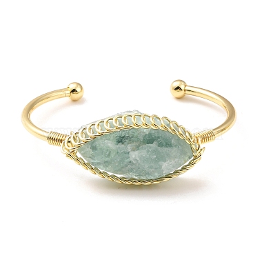 Natural Amazonite Horse Eye Wrapped Cuff Bangle(G-D458-02G-06-RS)-2