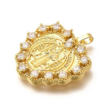 Religion Themed Rack Plating Brass Micro Pave Cubic Zirconia Pendants(KK-L226-007G-15)-2