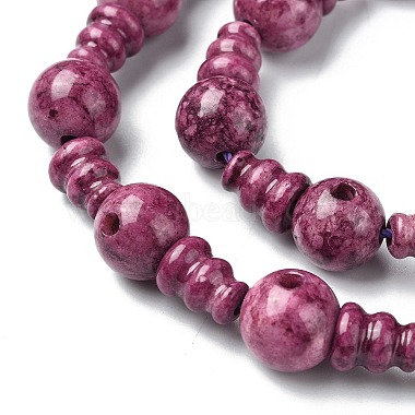 Dyed Natural Fossil 3-Hole Guru Bead Strands(G-K149-51C)-3