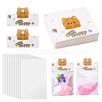 100Pcs Rectangle Clear Polypropylene Cellophane Bags, with 100Pcs Printed Paper Foldable Header Cards, Bear, Bags: 15x10cm, unilateral thickness: 0.035mm(CDIS-TA0001-38B)