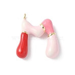 Brass Enamel Pendants, Long-Lasting Plated, Cadmium Free & Lead Free, Real 18K Gold Plated, Letter Charm, Letter M, 21~25x6~25x4~7mm, Hole: 1.6~2mm(KK-E093-03G-M-02)