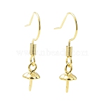 Rack Plating Brass Earring Hooks, for Half Drilled Beads, Long-Lasting Plated, Lead Free & Cadmium Free, Golden, 25mm, 22 Gauge, Pin: 0.6mm and 0.9mm(KK-F839-024B-G)