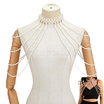 Imitation Pearl Round Beaded Shoulder Body Chains for Women, White, Golden, 370x460x6~10mm(AJEW-WH2007-328)