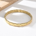 Textured 304 Stainless Steel Hinged Bangles for Women, Cherry, Ion Plating(IP), Long-Lasting Plated, Golden, Inner Diameter: 2.32x1.93 inch(5.9x4.9cm)(BJEW-Z178-04G)