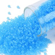 TOHO Round Seed Beads, Japanese Seed Beads, (3F) Transparent Frost Aquamarine, 11/0, 2.2mm, Hole: 0.8mm, about 1110pcs/10g(X-SEED-TR11-0003F)