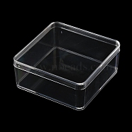1 Grid Plastic Bead Containers with Cover, for Jewelry, Beads, Small Items Storage, square, Clear, 9.2x9.2x4cm(CON-K002-03G)