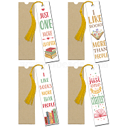 4 Sets Acrylic Bookmark Pendants for Teachers' Day, Rectangle, with Paper Bags and Polyester Tassel Decorations, Mixed Color, Bookmark: 120x28mm, 4 styles, 1pc/style, 4pcs/set(DIY-GL0004-27B)