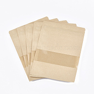 Resealable Kraft Paper Bags, Resealable Bags, Small Kraft Paper Stand up Pouch, with Window, Navajo White, 24x16cm(OPP-S004-01A)