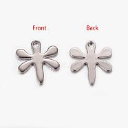 201 Stainless Steel Dragonfly Charms, Stainless Steel Color, 11x10x1mm, Hole: 0.5mm(X-STAS-K002-20A)
