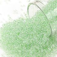 TOHO Round Seed Beads, Japanese Seed Beads, (172) Pale Green Transparent Rainbow, 15/0, 1.5mm, Hole: 0.7mm, about 3000pcs/bottle, 10g/bottle(SEED-JPTR15-0172)