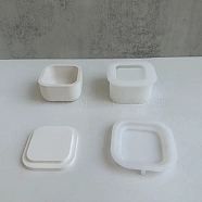 DIY Candle Holder & Lid Silicone Molds, Resin Plaster Cement Casting Molds, Square, 7~7.1x7~7.2x1.2~3.7cm, Inner Diameter: 4.6~6.05x4.6~6.05cm, 2pcs/set(DIY-F144-07A)