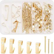 Frame Hook Accessories Set, Picture Hanger, with Hook and Nail, Light Gold, 45.5x9.2x15mm, Hole: 5~6x3.5mm(FIND-WH0040-05)