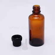 Glass Bottles, with ABS Lids & PP Plug, Perfume Essence Liquid Cosmetic Containers, Coconut Brown, 3.7x9.95cm, Plastic Plug: 26.5x13mm, Capacity: 50ml(1.69 fl. oz)(MRMJ-WH0065-35E)