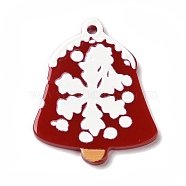 Printed  Acrylic Pendants, for Christmas, Christmas Bell Pattern, 34x27.5x2mm, Hole: 1.6mm(MACR-F072-10C)