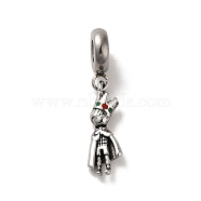 304 Stainless Steel Enamel European Dangle Charms, Large Hole Pendants, Prince with Crown, Antique Silver, 24mm, Pendant: 19x6.5x4mm, Hole: 4.5mm(STAS-G308-18AS)