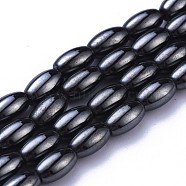 Magnetic Synthetic Hematite Beads Strands, Rice, Black, about 4mm in diameter, 7mm long, hole: about 0.8mm, 16 inch(IM4x7mm501)