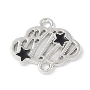 Rack Plating Alloy Black Enamel Cloud with Star Links Connector Charms, Cadmium Free & Nickel Free & Lead Free, Platinum, 13.5x16x1.5mm, Hole: 1.6mm(PALLOY-F018-04P-01)