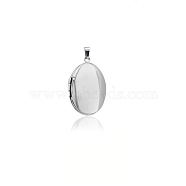 304 Stainless Steel Locket Pendants, Oval, Stainless Steel Color, 24x16x5mm, Hole: 10x5mm, Inner Size: 15x10mm(STAS-O103-31P)