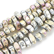 Electroplate Non-magnetic Synthetic Hematite Beads Strands, Nuggets, Rainbow Plated, 5~10x4.5~5.5x4mm, Hole: 1mm, about 105pcs/strand, 14.9 inch(G-T061-120R)