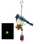 Wind Chimes, Iron Art Bird Pendant Decorations with Glow in the Dark Ball, Blue, 340x180mm(PW23040450504)