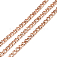 Aluminium Twisted Curb Chains, Diamond Cut Chains, Unwelded, Rose Gold, 10x6.5x1.8mm, about 9.84 Feet(3m)/Roll(CHA-YW0001-05)