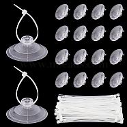 AHADEMAKER 60Pcs Plastic Suction Cups, Sucker, 100Pcs Nylon Cable Ties, with Hole, for Hanging Things, Toy Making, Ribbon Decoration, WhiteSmoke, Suction Cup: 40x15mm, Hole: 4x5mm(KY-GA0001-16)