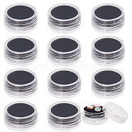 6Pcs Plastic Loose Diamond Boxes, Flat Round with Sponge Inside, for Jewelry Cabochons Displays, Black, 3x1.5cm(CON-WH0001-19A)